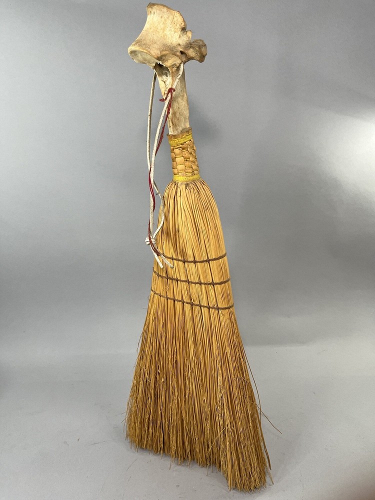 Hearth Broom Bone Handle Rustic Primitive Unique 26” Vintage
