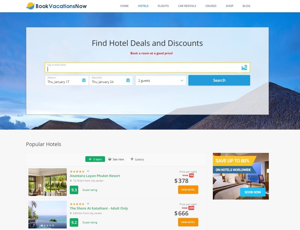 🥇 Turnkey Mobile Friendly WordPress Travel Website Make $1 -$4/Click