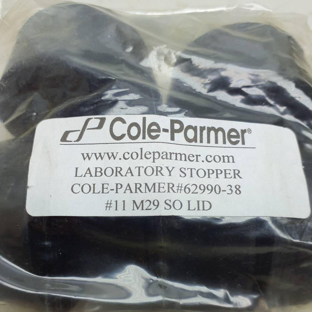 6Pk Cole-Parmer Essentials 62990-38 Solid Black Rubber Stoppers Standard Size 11