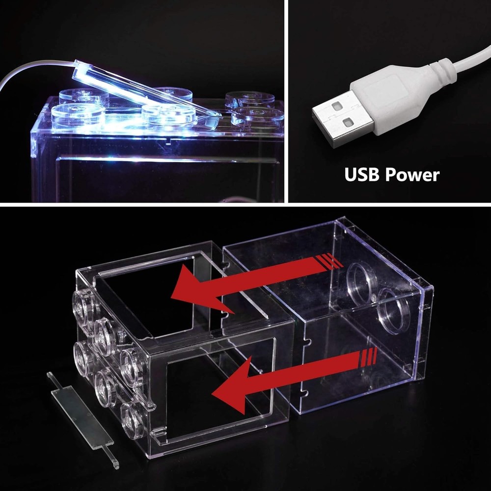 Small Betta Fish Tank Aquarium Tank Kit W/ LED Lighting 0.6 Gallon Stackable