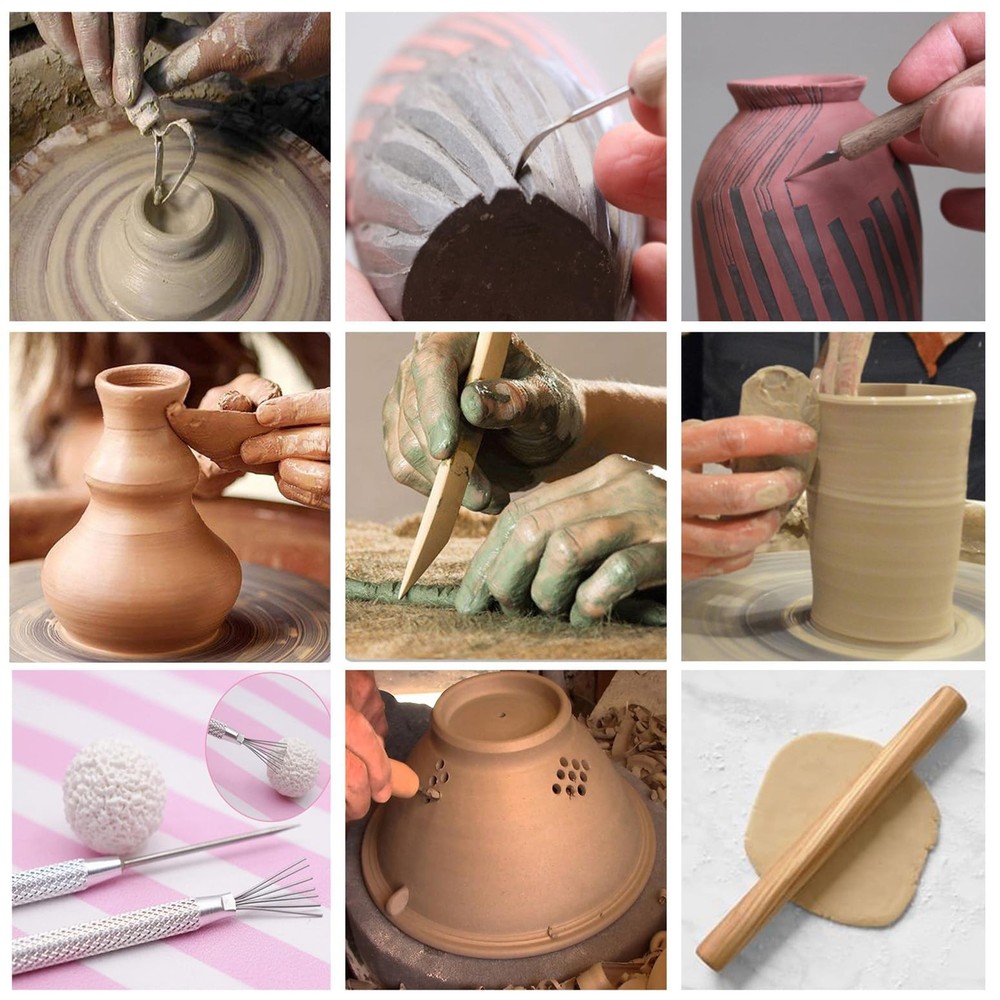 Pottery Tools 44pcs Ceramic Clay Sculpting Tools Set With Plastic Case For Begin