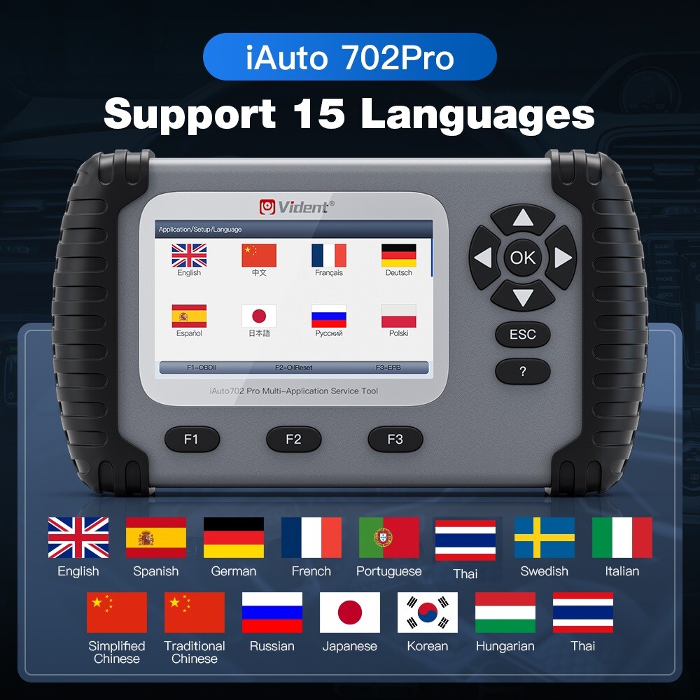 Vident iAuto702Pro Bidirectional ABS & SRS 2-System Diagnosis Key Programming