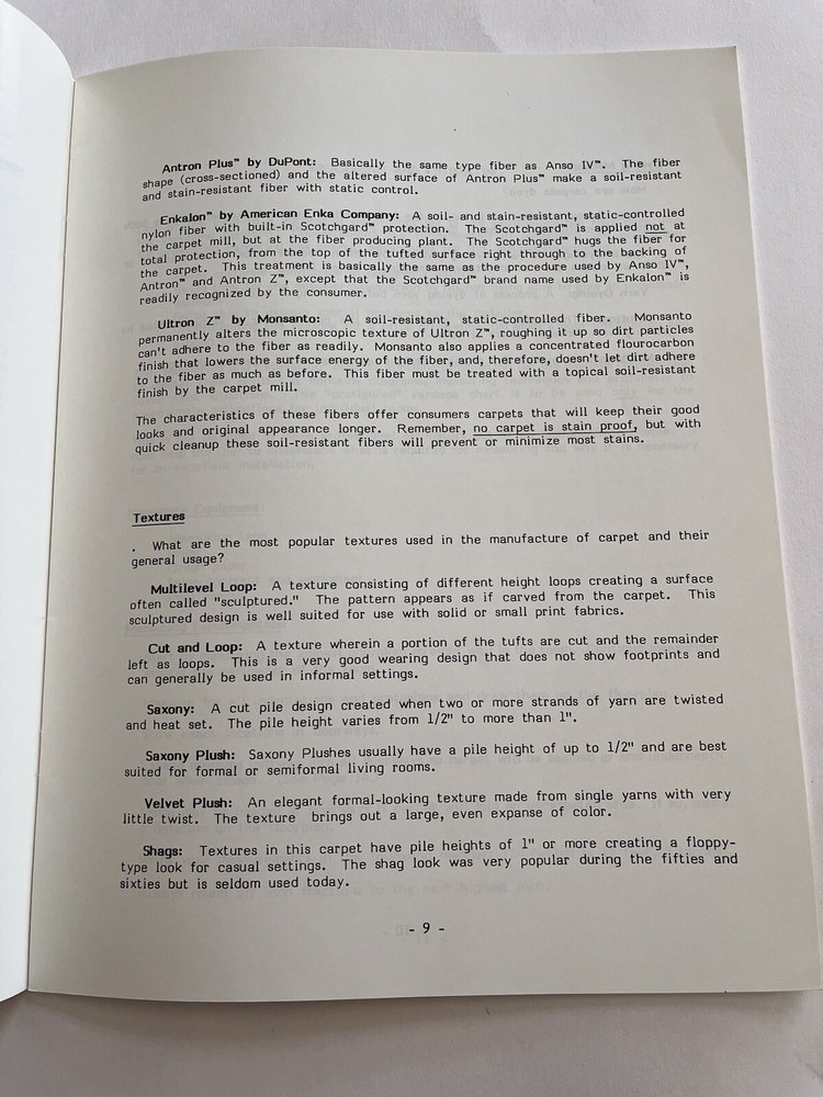 Ethan Allen Broadloom Training Booklet 1984