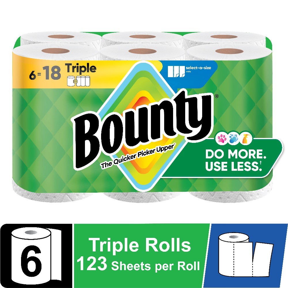 Select-A-Size White Paper Towels 6 Triple Rolls 123 Sheets Per Roll