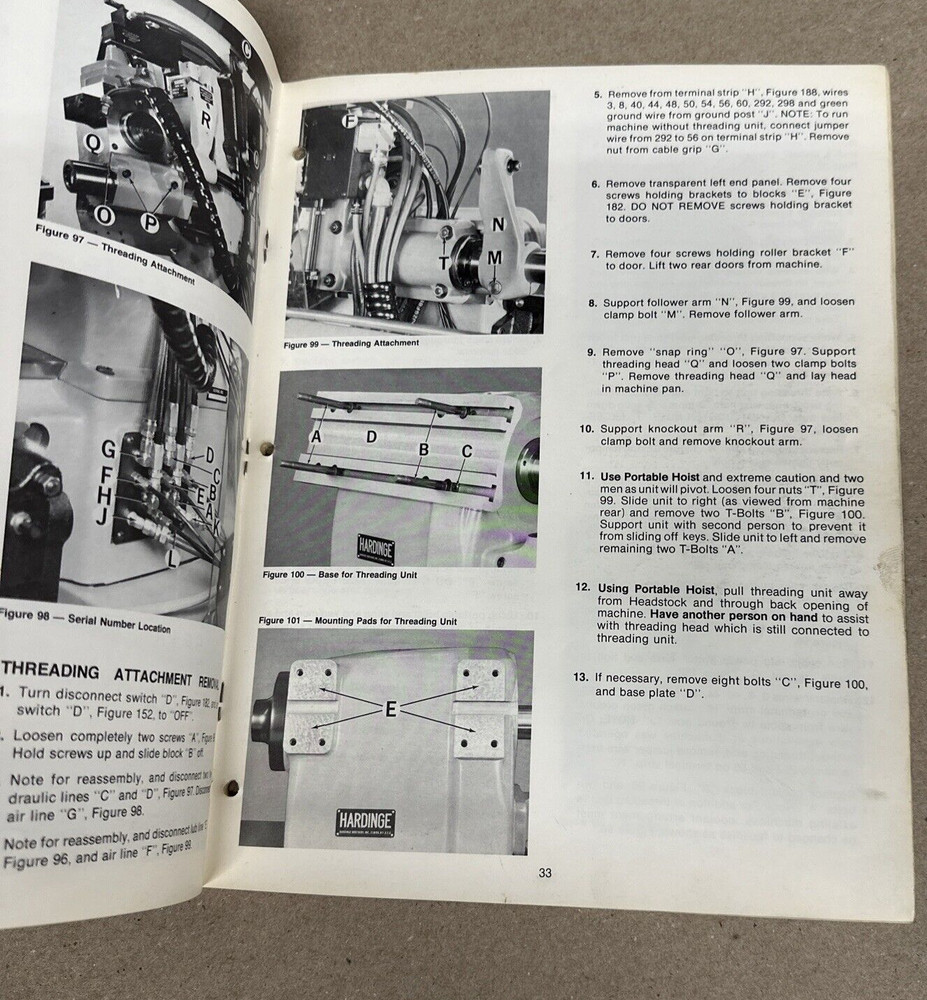 Hardinge AHC Automatic Chucker & Bar Machine Maintenance Manual