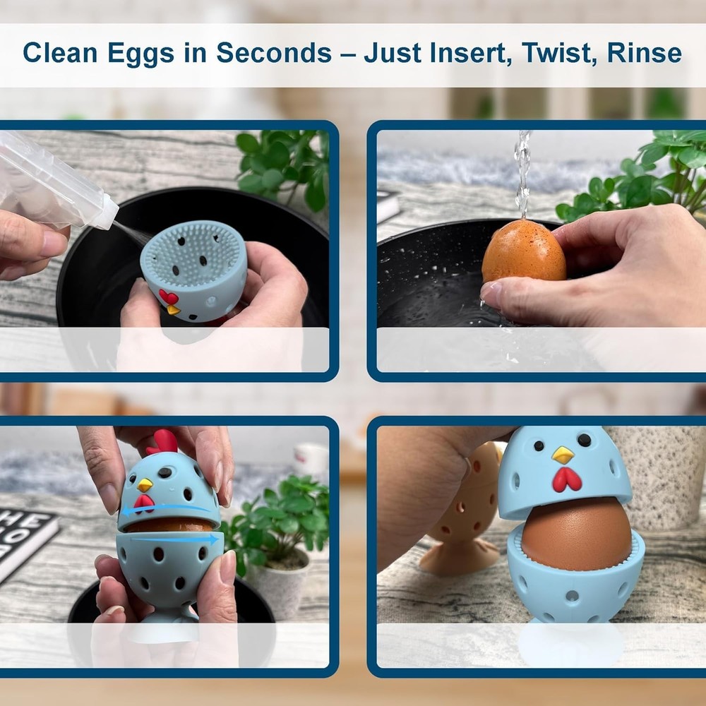 Egg Washer for Fresh Eggs, Egg Scrubber for Fresh Eggs, 2 Reusable Silicone Chic