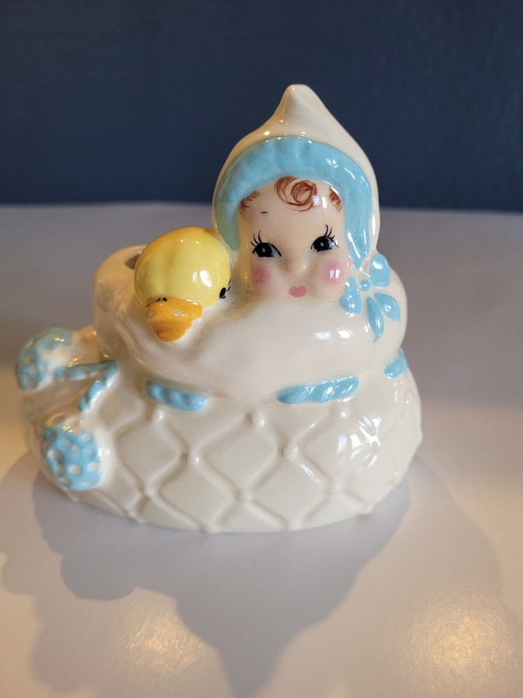 Vintage Baby And Duck Kitsch Boot Planter