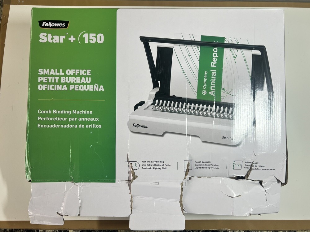 Fellowes Star + 150 Small Office Comb Binding Machine And Starter Kit BOX DAMAGE