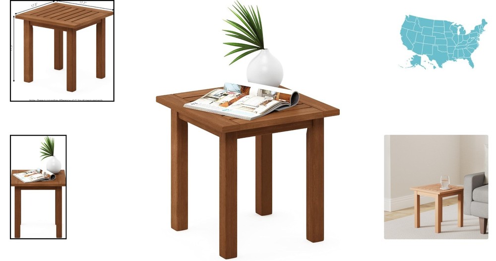 Durable Teak-Finished Square Outdoor End Table - Compact & Stylish Design