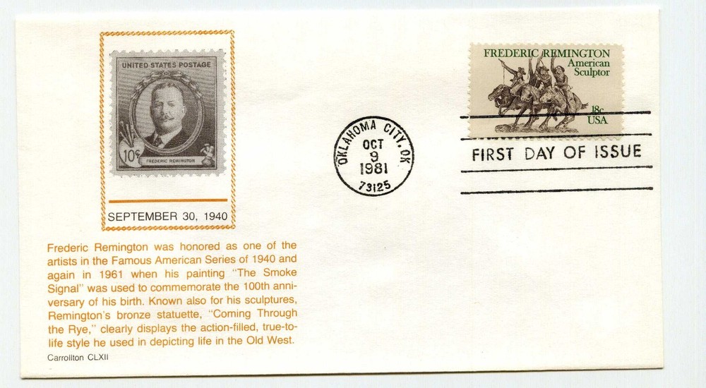 1934 Frederick Remington, Carrollton FDC