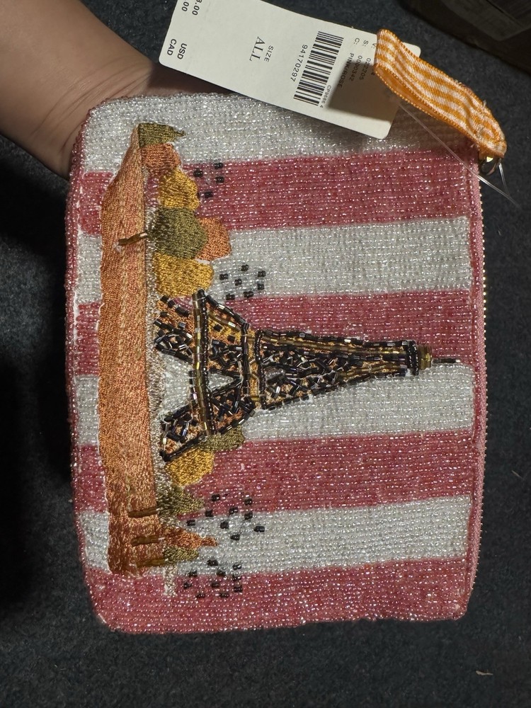 Anthropologie beaded pouch-pink