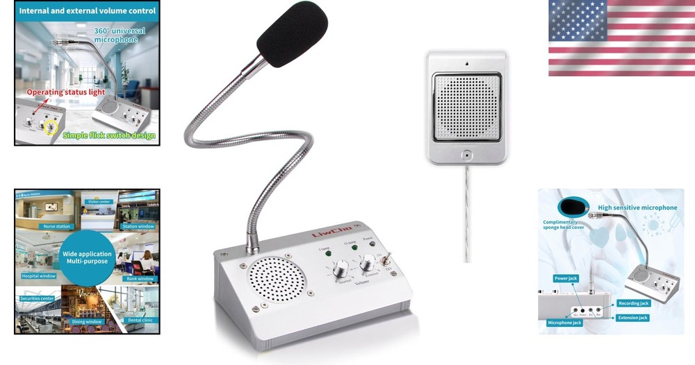 Intercom System Two Way Window Microphone Speaker for Bank Hospital Office