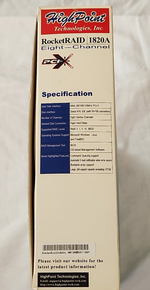 RocketRaid High Point 1820ALF 1820A V1.2 SATA Raid Controller Card w/ Software