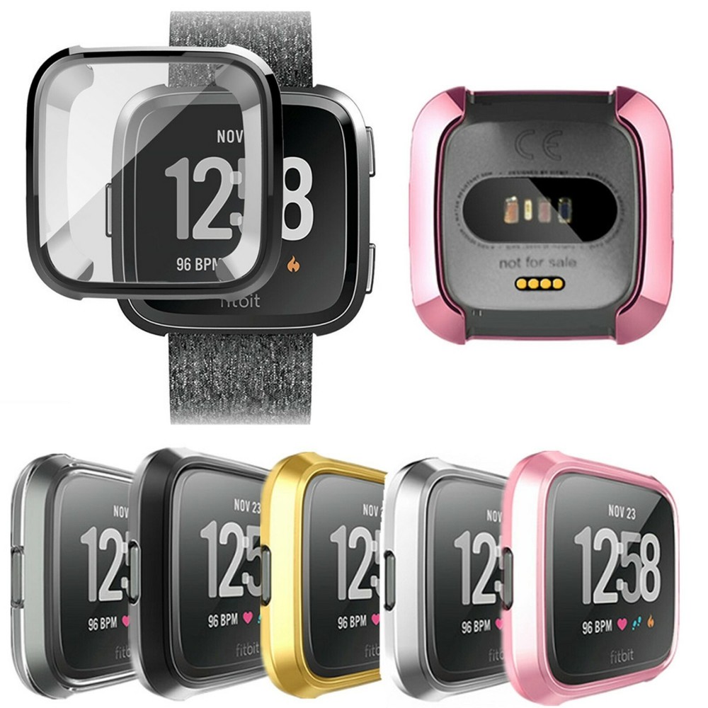 Silicone Protective TPU Frame Cover Case with Screen Protector For Fitbit Versa