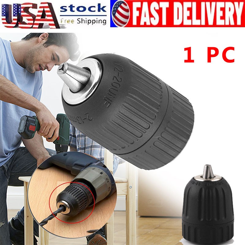 Keyless Drill Chuck Adapter+1/4" Hex Shank Quick Change Drill Bit Adapter Driver