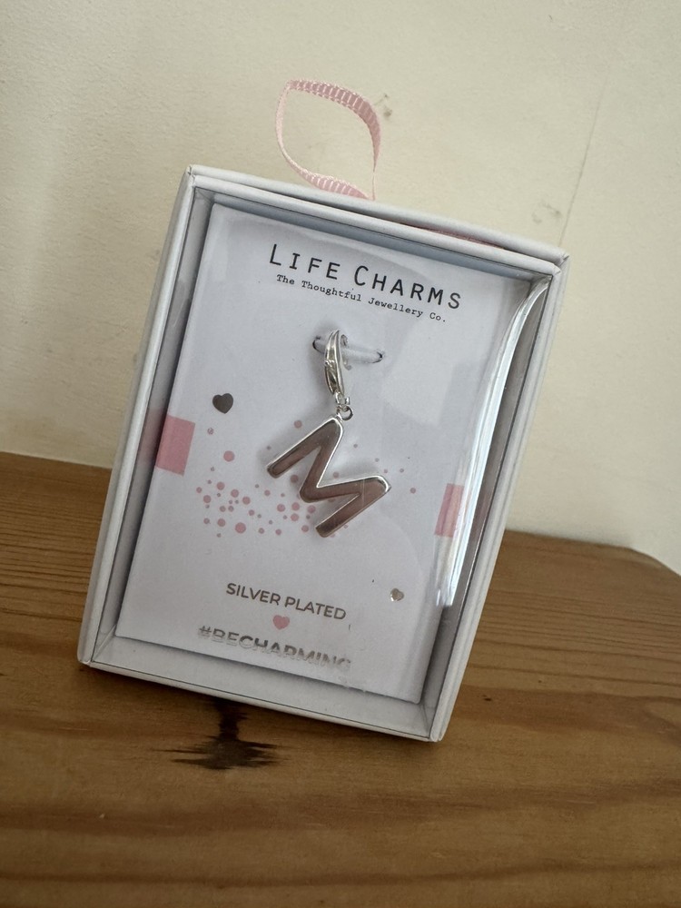 Life Charms Initial M Silver Clip Charm
