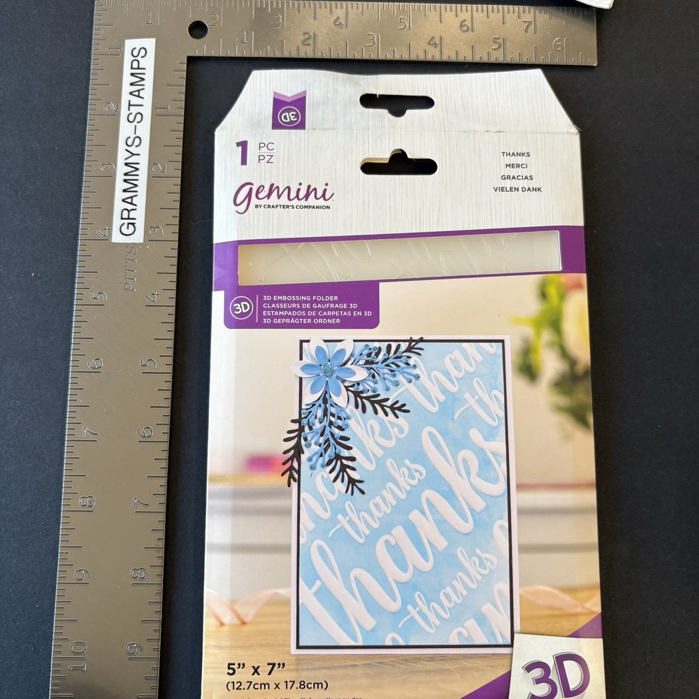 Gemini Thanks 5x7in 3D Slanted Script Embossing Folder GEM-EF-3D-THAN
