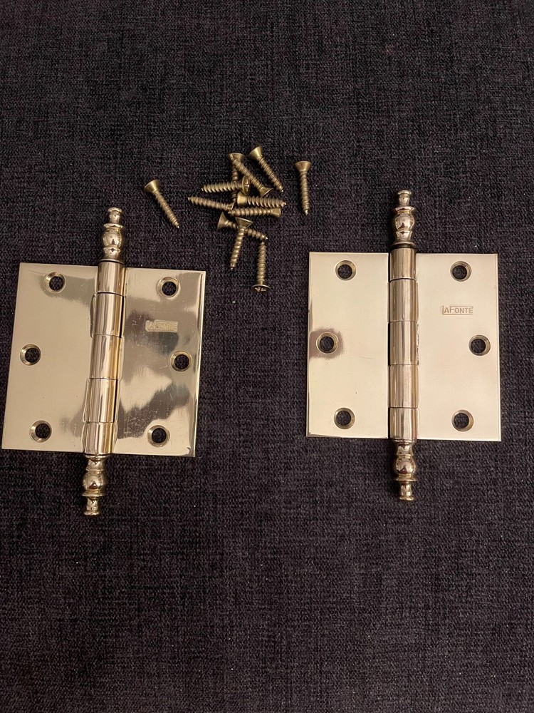 A pair of LaFonte solid brass steeple hinges, polished
