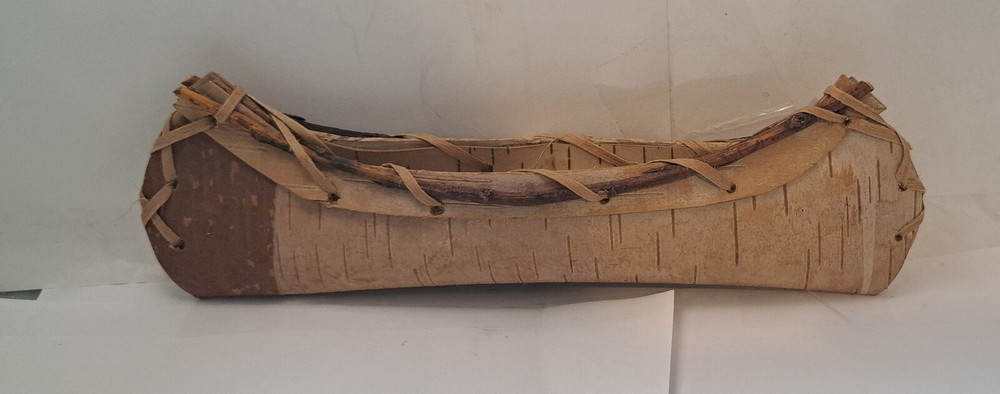 Miniature Leather Canoe handmade 8.5" long