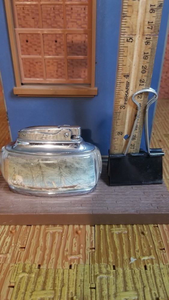 Unique Vintage Ronson Trophy Double Sided Nautical Petrol Table Lighter