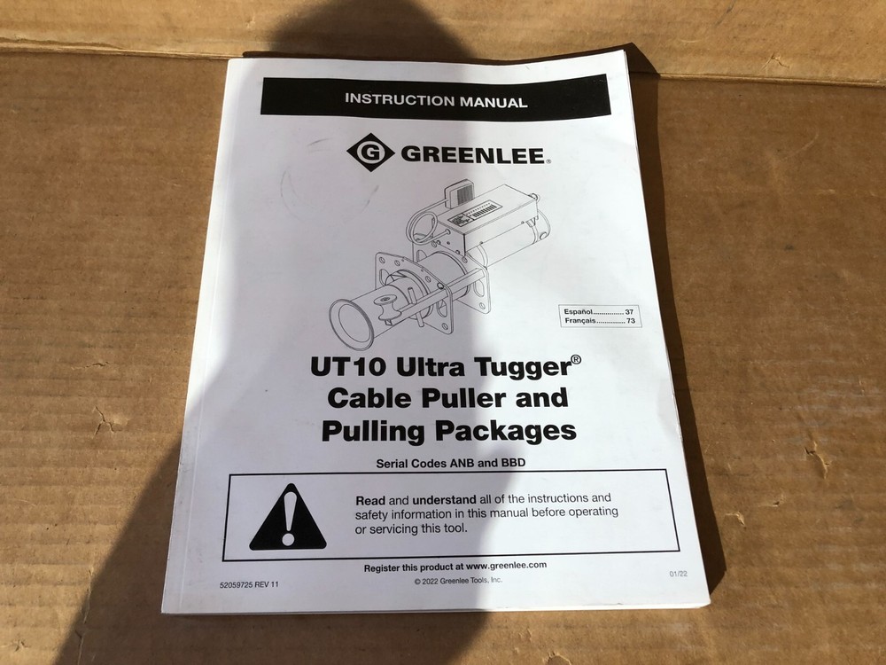 Greenlee UT10 Ultra Tugger Cable Puller and Pulling Manual Only