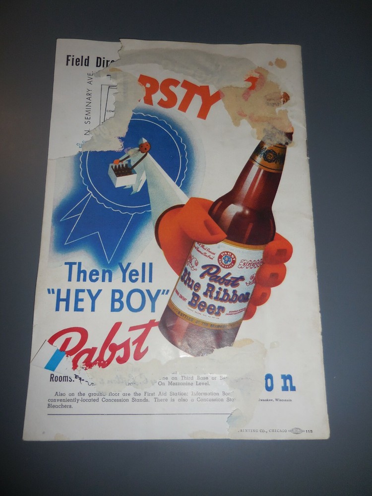 1944 Brooklyn Dodgers at Cubs Wrigley Field Program Unscored