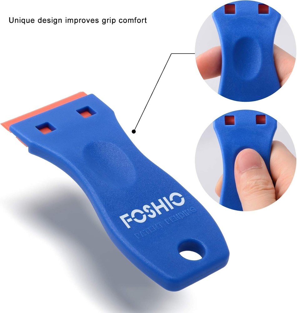 Plastic Razor Blade Scraper Set - 2PCS Tools & 100 Blades for Easy Adhesive R...