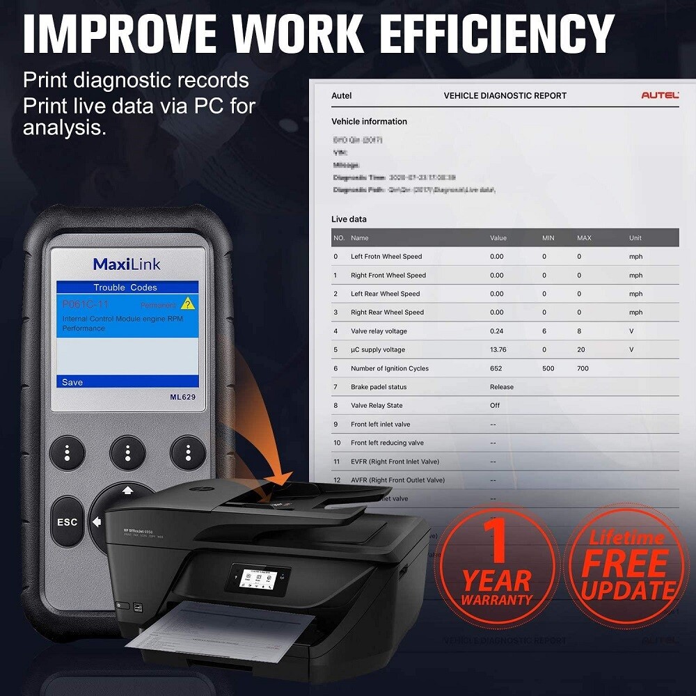 Autel MaxiLink ML629 Automotive OBD2 Scanner Code Reader Check Engine/ABS/SRS