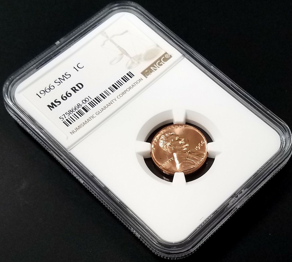 1966 SMS Lincoln Cent graded MS 66 RD by NGC!