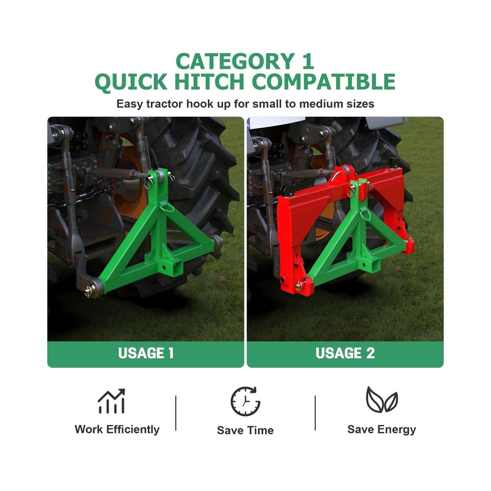 3 Point Trailer Hitch with 2" Receiver Quick Hitch Compatible with Category 1...