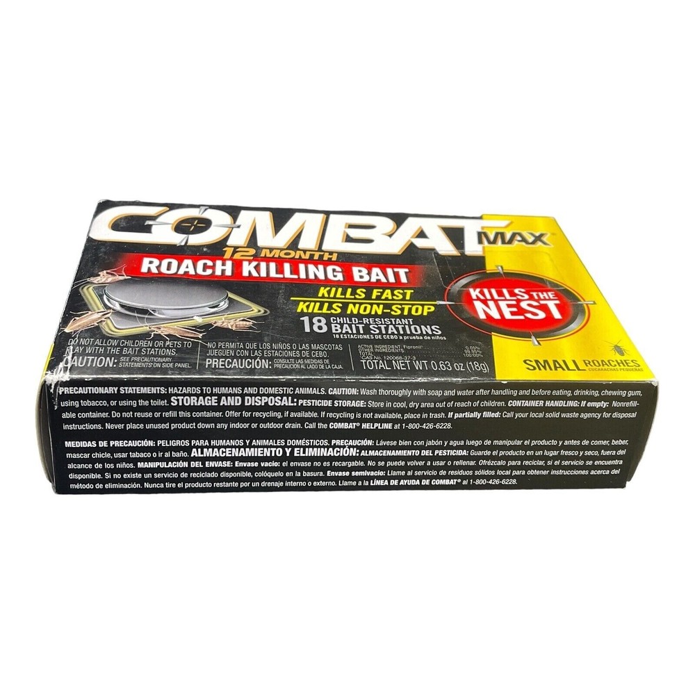Combat Max 12 Month Roach Killing Bait, Small Roach Child-Resistant 18 Count