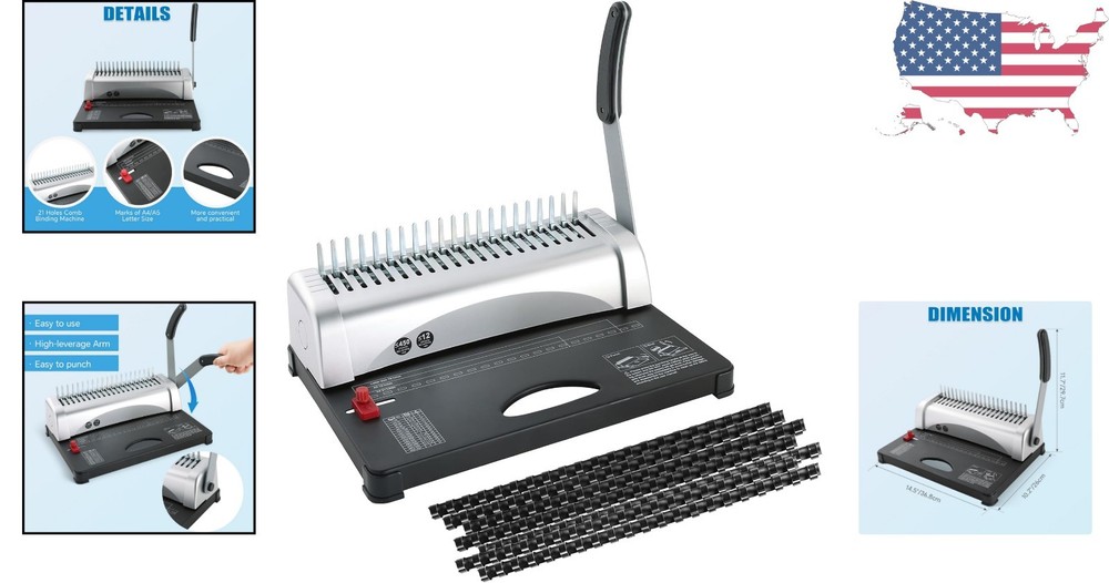 Portable Binding Machine with Starter Combs Set for A4 & Letter Size Documents