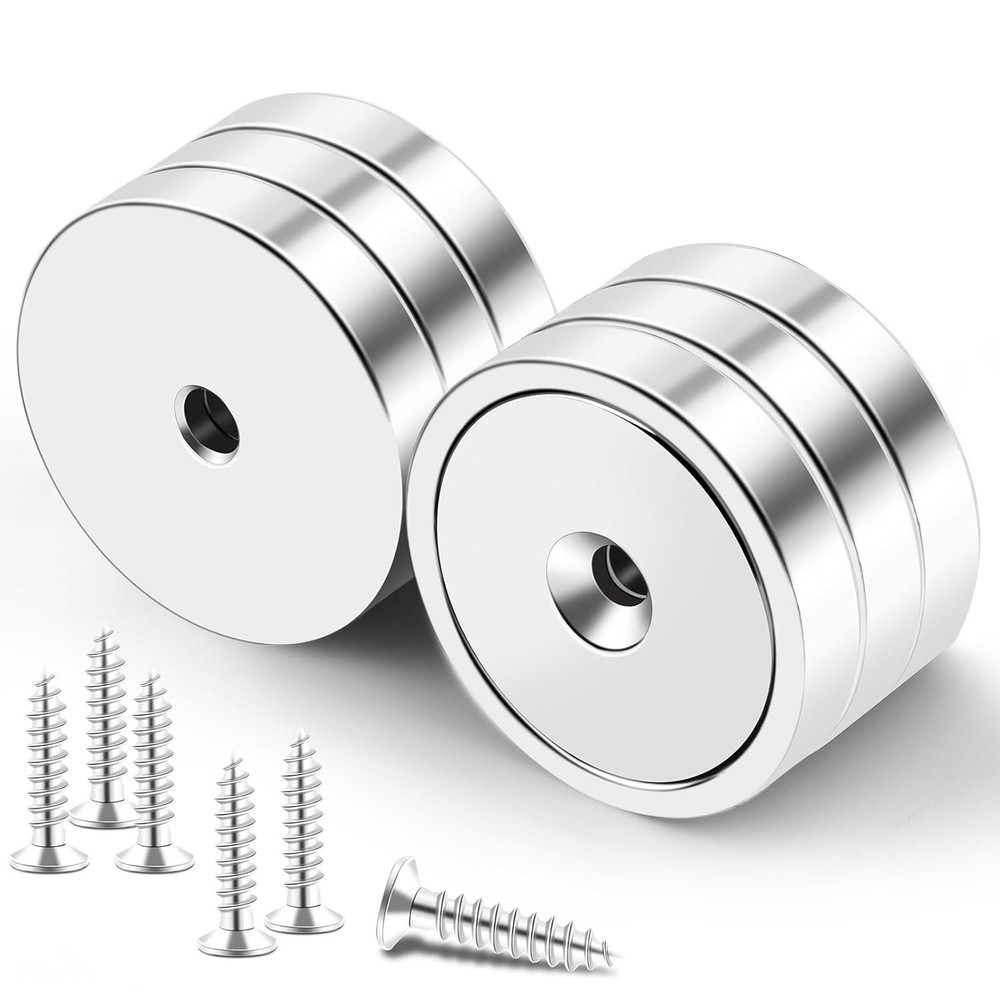 6-Pack Round Waterproof Neodymium Magnets with 150lb Pull Force – Versatile Use