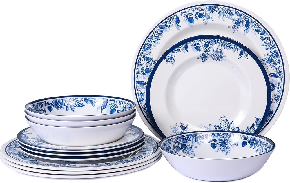 Melamine Dinnerware Sets-12pcs floral dinnerware set Traditional flower