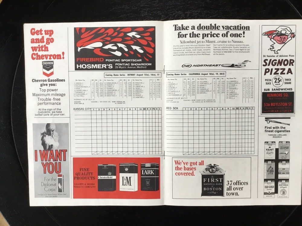 1967 Boston Red Sox “Impossible Dream” Program & Scorecard Vs. KC 1 UNSCORED