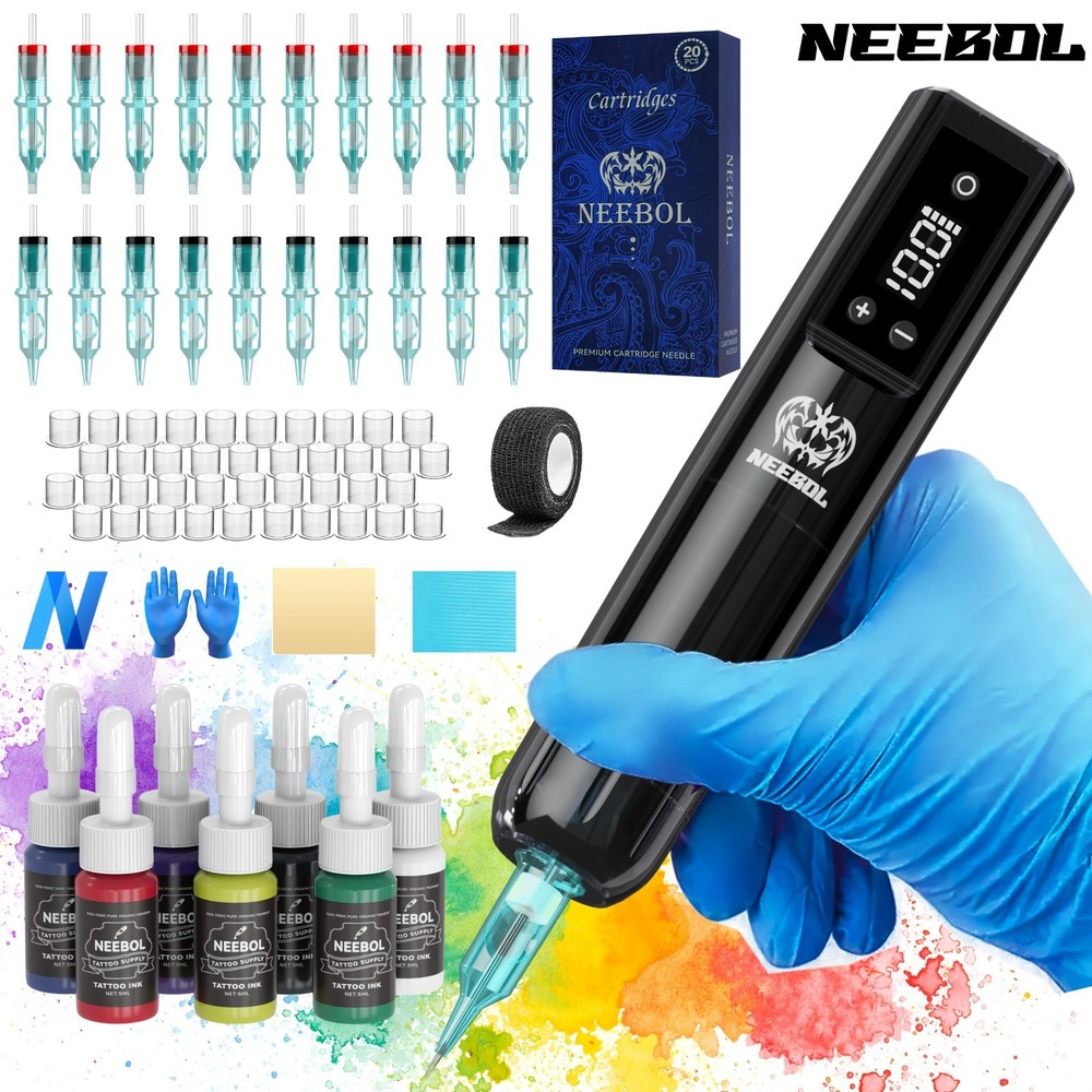 Wireless Tattoo Kit Complete for Beginners Tattoo Machine with Needle Inks Cups