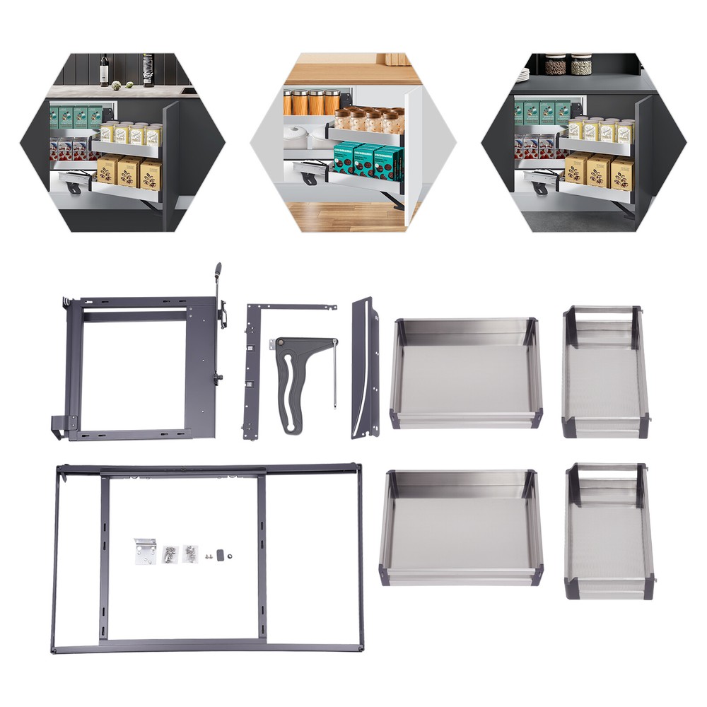 2 Tiers Blind Corner Cabinet Pull-out Organizer Slide Out Kitchen Organizer NEW