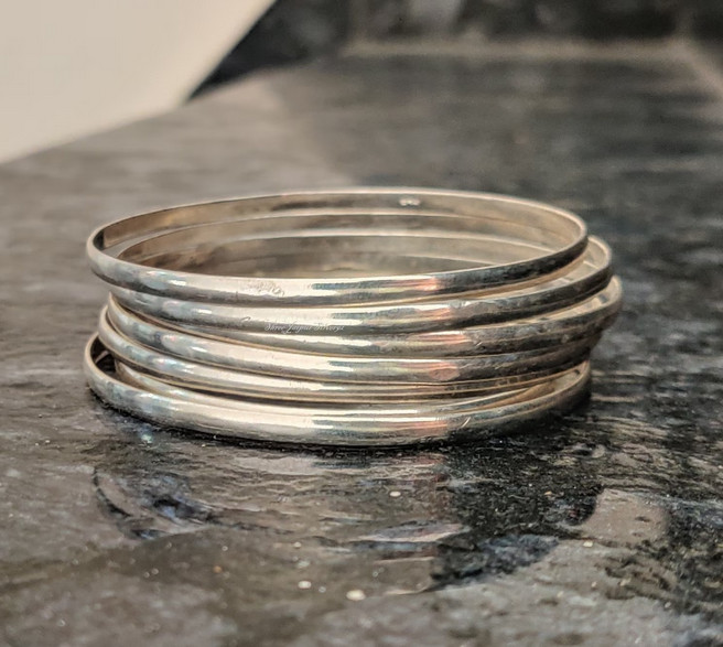 Beautiful Silver Bangle Set! Handmade 925 Sterling Silver Bangle set! MO*