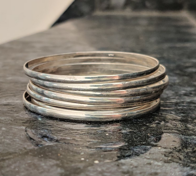 Beautiful Silver Bangle Set! Handmade 925 Sterling Silver Bangle set! MO*