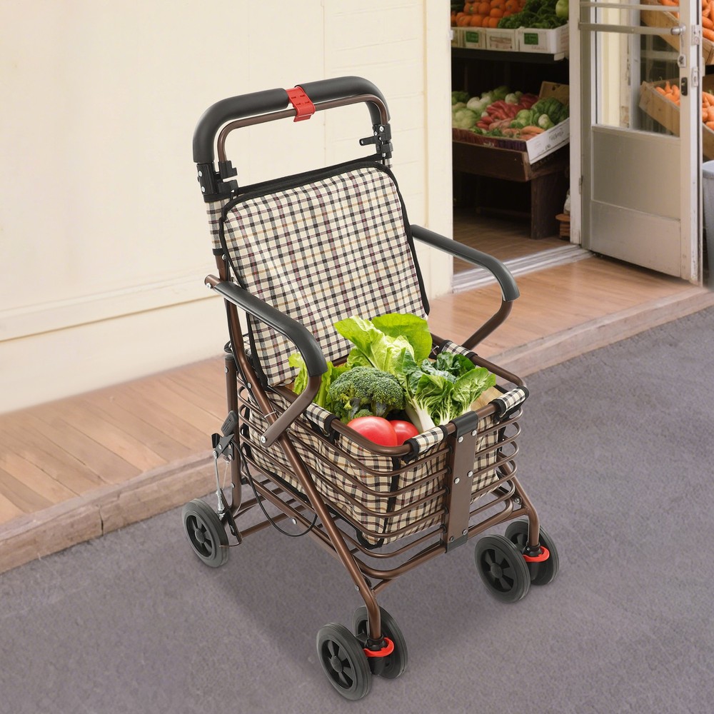 Foldable Rollator Walker with Seat, 330 lbs Capacity, Padded Seat & Backrest