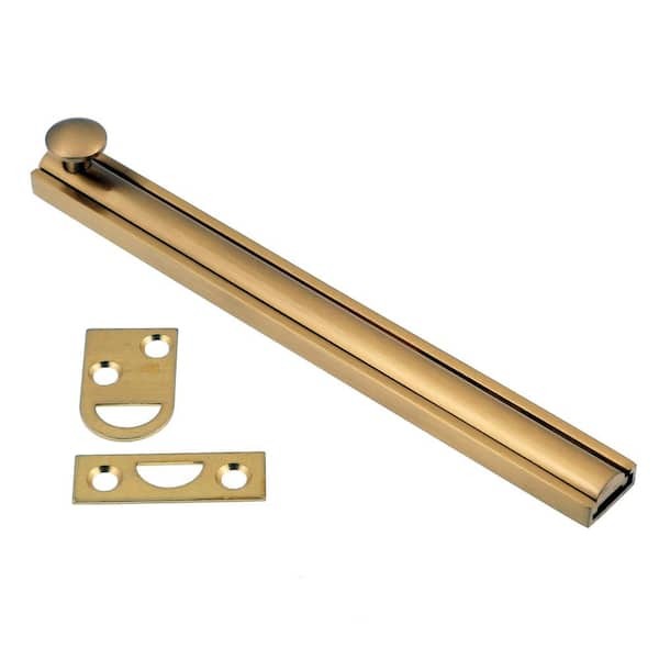 6 in. Solid Brass Satin Brass Surface Bolt