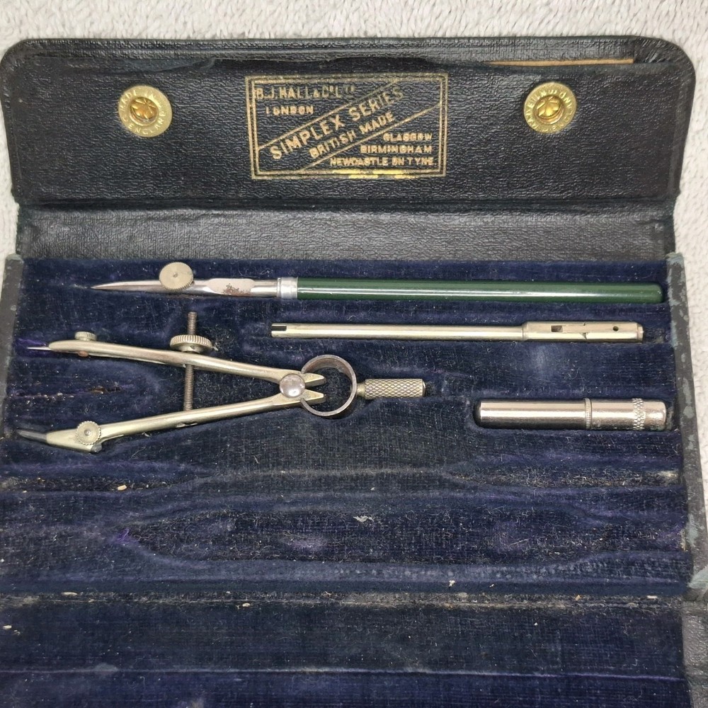 Vintage Compass Education Tools Maths Drawing Set in Original Case Not Complete