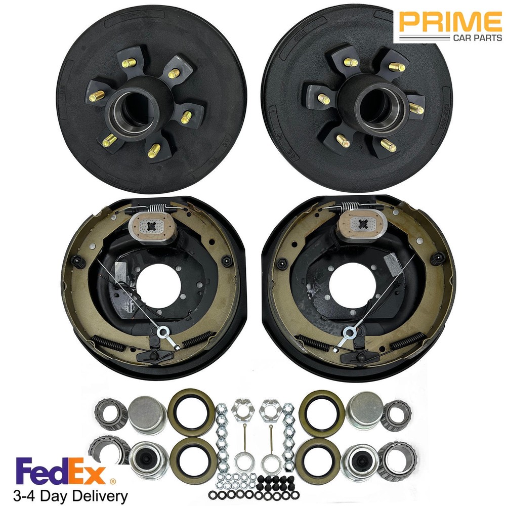 12"x2"Electric Trailer Self Adjusting Brake 6-5.5" Hub Drum Kit For 5200 lb