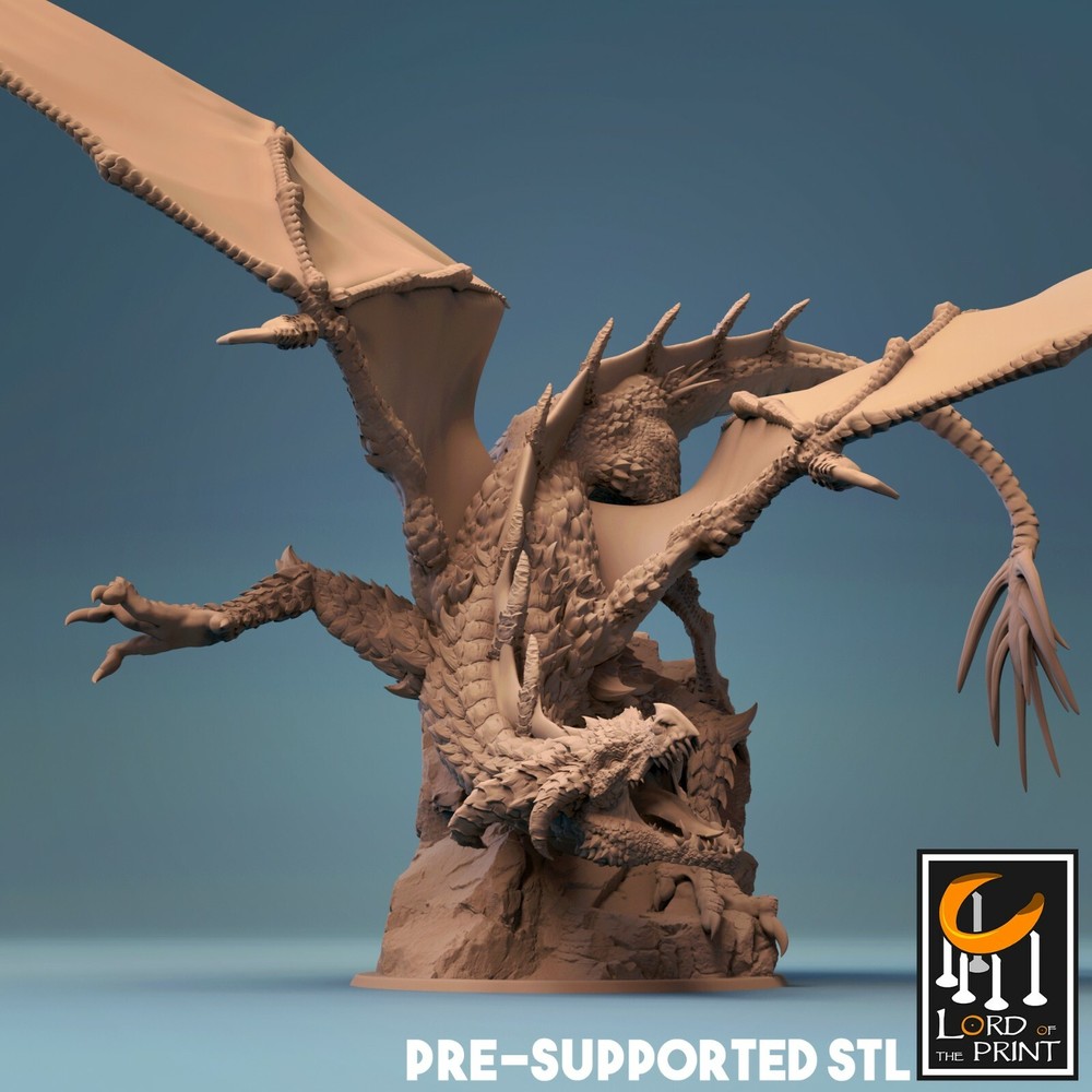Young Black Dragon Miniature D&D DnD Pathfinder RPG