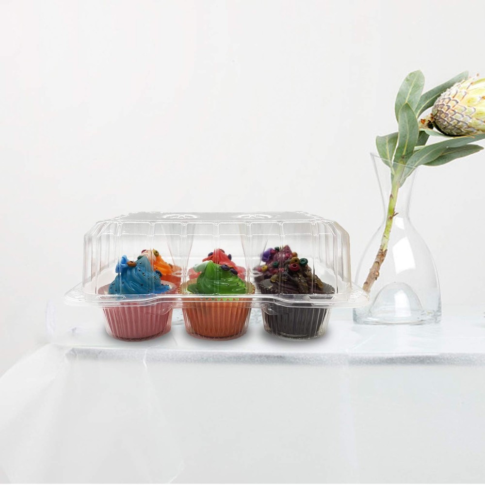 Clear Cupcake Containers12pc Plastic Disposable High Dome Cupcake Boxes 6 Compar