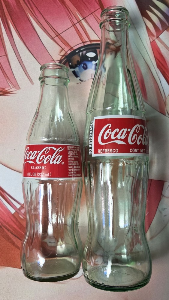 Empty - 2x Coca Cola Bottles No Caps