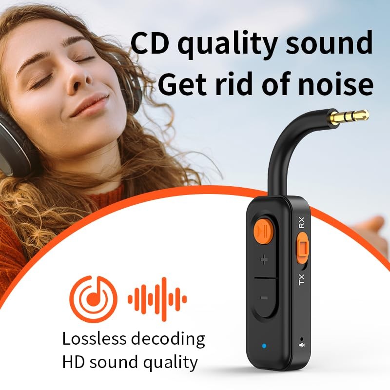 Bluetooth 5.4 Transmitter and Receiver,2-in-1 Wireless Adapter,Bluetooth Audi...
