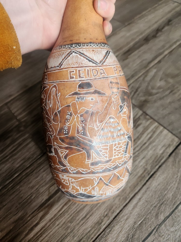 Hand Carved Peruvian Gourd Rainstick Shaker Percussion