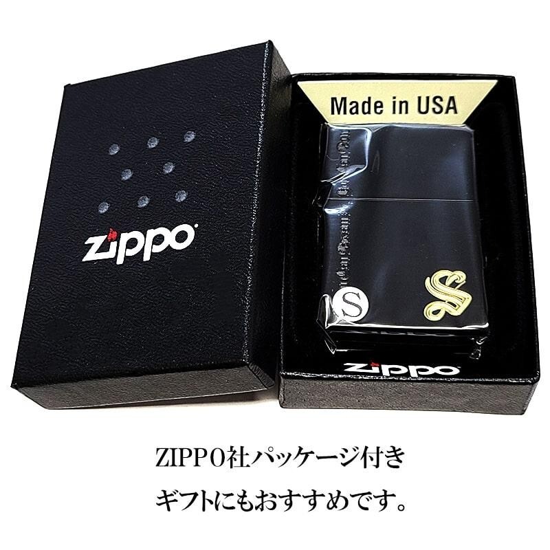 Zippo Initial S Matte Black Etching Engraving Regular Lighter Japan