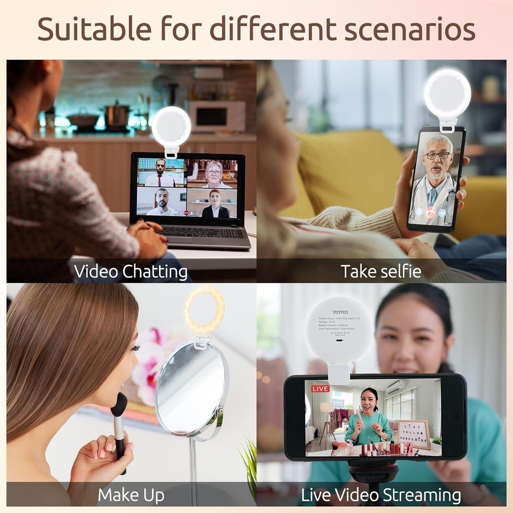 Tuffen Ring Light Selfie Light Rechargeable Touch Panel Light 3 Model 4 Level US